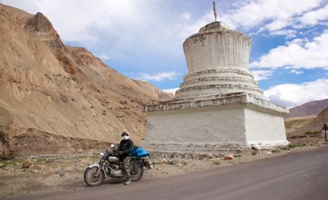 Getting used to the motorcycle in Leh